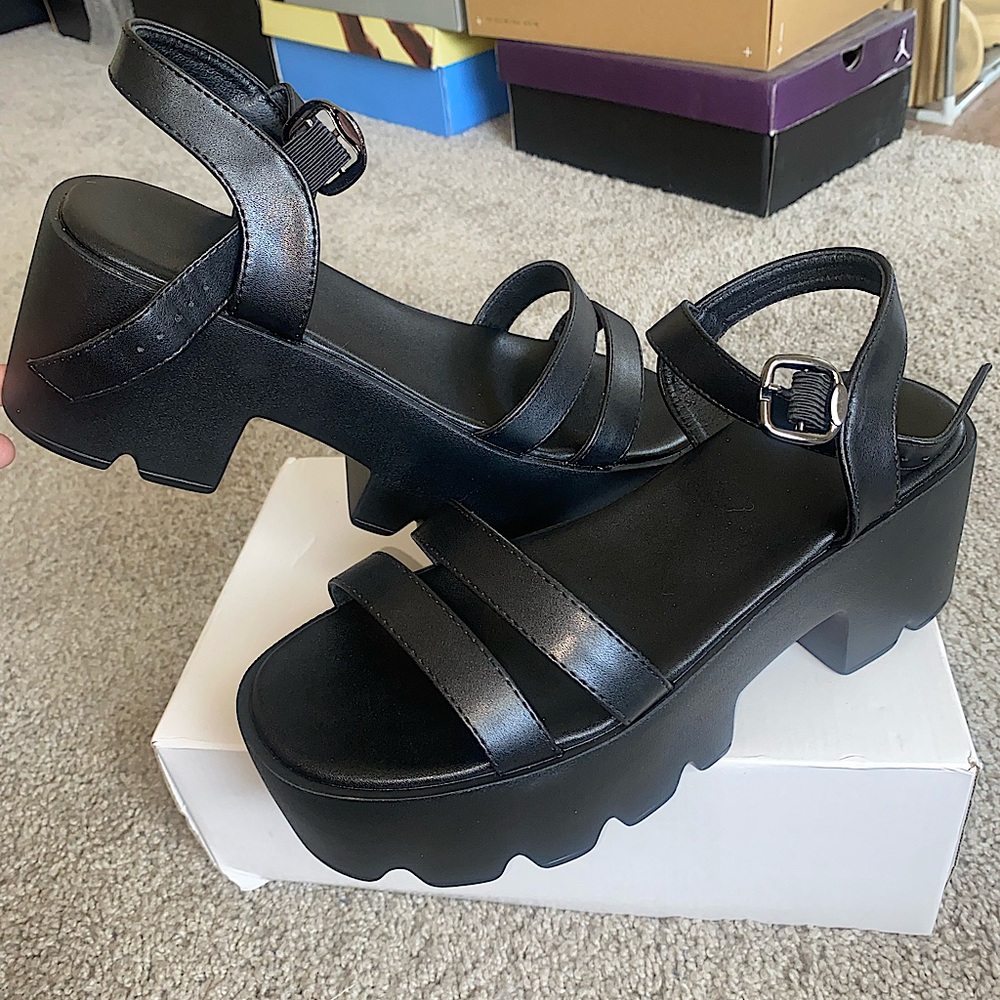 Chunky Black Platform Sandals